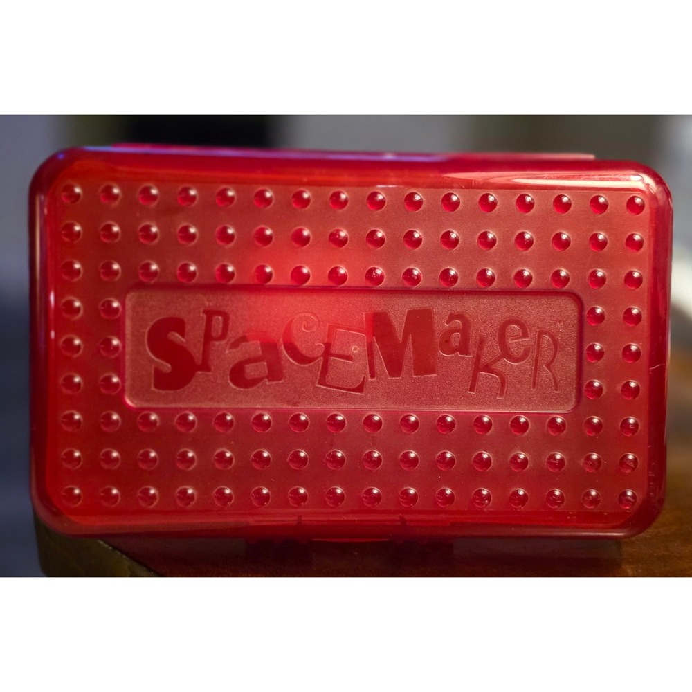 Vintage SpaceMaker Pencil Box Red Translucent Plastic School Supply Case 90s